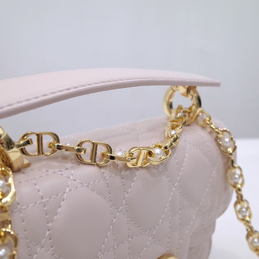 Mini Dior Jolie Top Handle Bag Powder Beige Cannage Calfskin